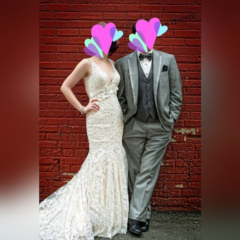 Allure Bridals White and Ivory Lace Mermaid Wedding Gown
